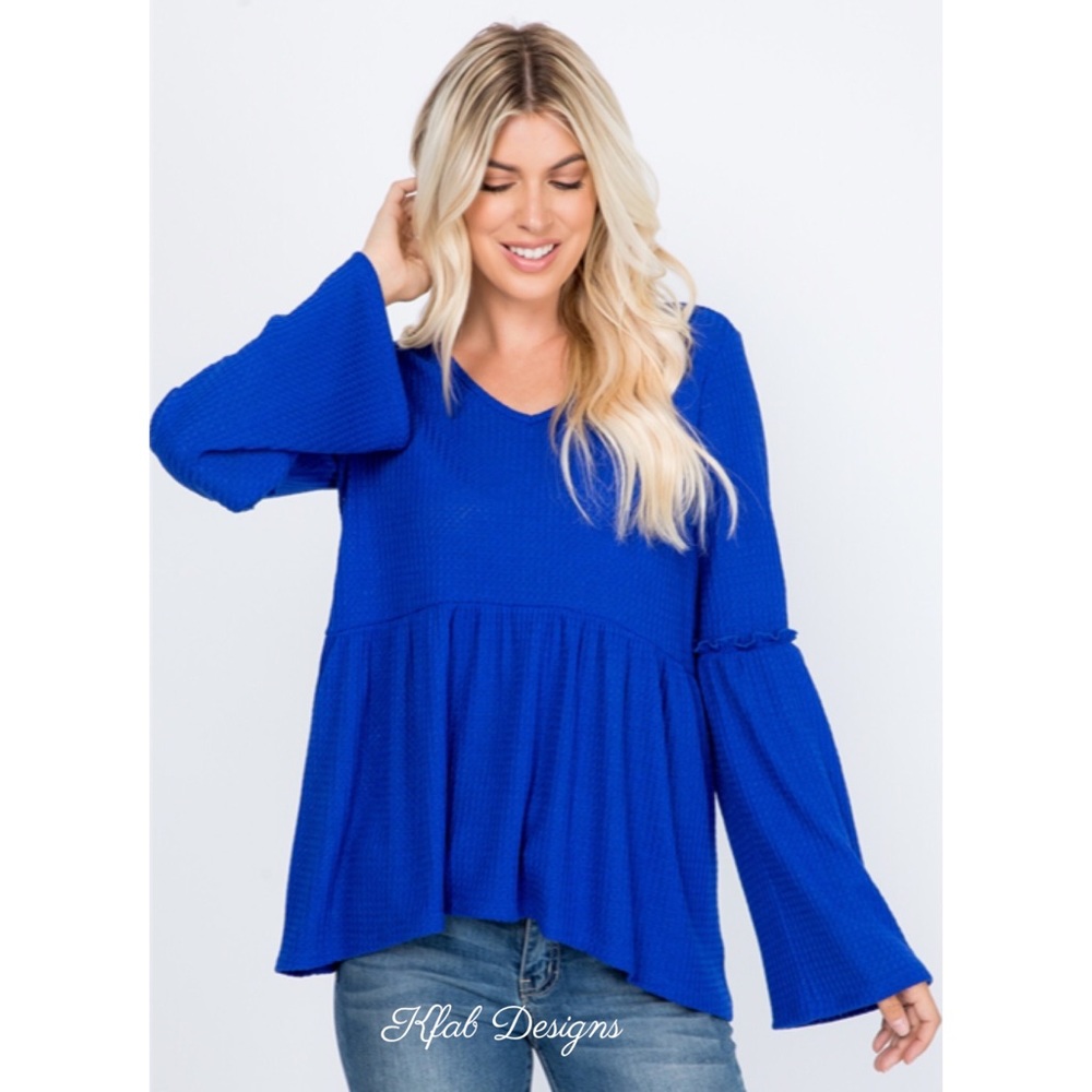 ❤️LAST 2! V Neck Shirring Detail Bell Sleeve Top! - Picture 3 of 6
